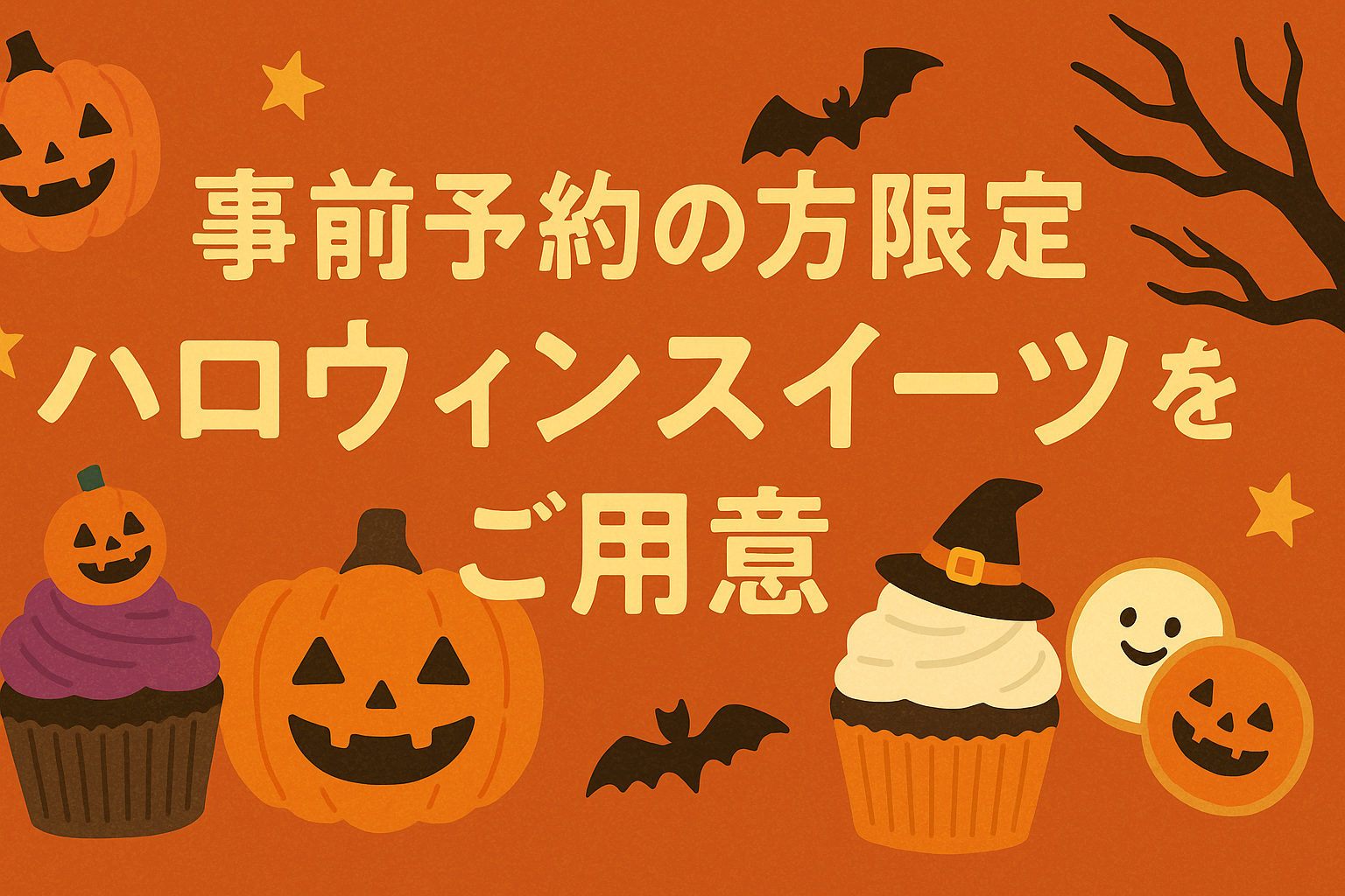 事前予約の方限定のハロウィンスイーツのバナー